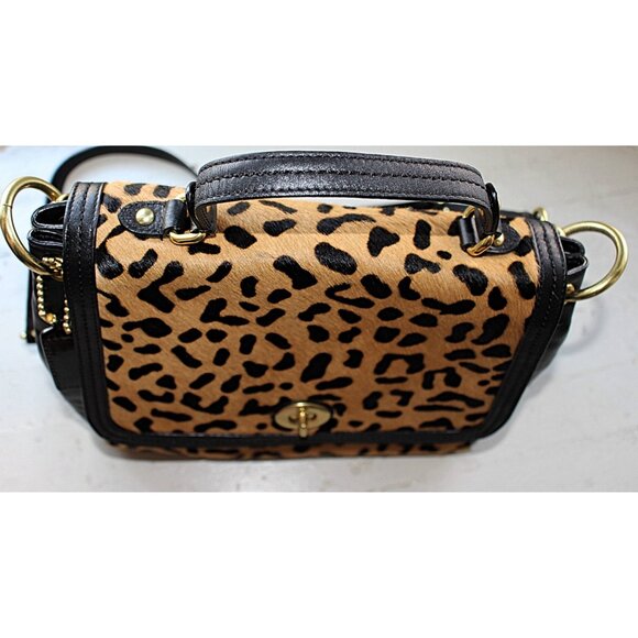 Coach - Park Ocelot (Leopard) Haircalf - Pony Leather Flap Satchel, Convertible - Picture 6 of 15